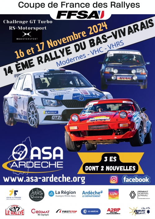 Photo 14ème Rallye du Bas Vivarais 16 & 17 novembre 2024